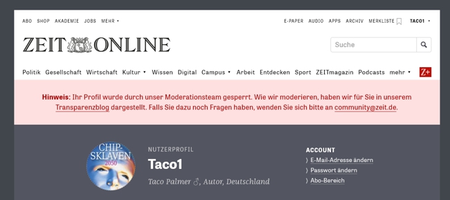 Taco Palmer, Blog, Kommentare